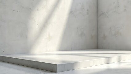 Obraz premium Minimalist Sunlit Interior with Decorative Vases and Soft Shadows,Elegant Minimalist Interior Design with Natural Light, Decorative Vases, and Dried Botanical Accents.