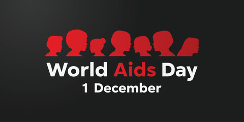 World Aids Day. Peoples. Great for cards, banners, posters, social media and more. Black background.