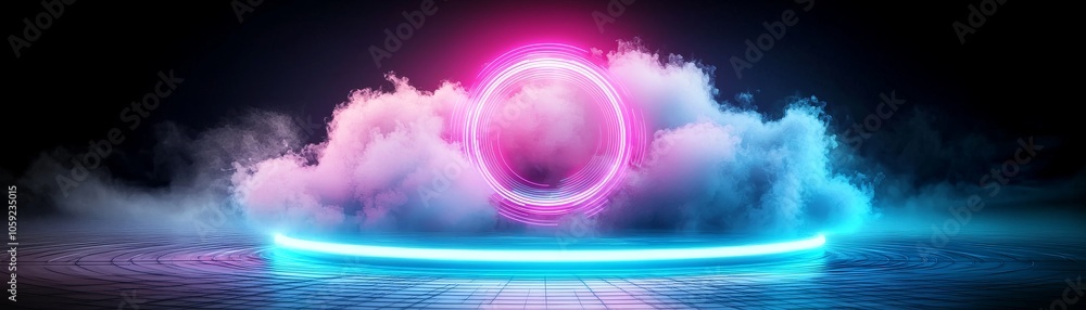 Poster neon cloud a synthwave dreamscape infused with cryptographic algorithms and futuristic aesthetics