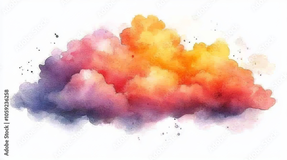 Poster watercolor cloud illustration featuring rsa encryption elements a blend of art and technology