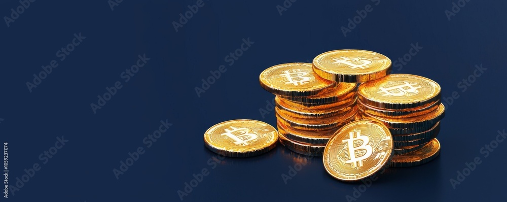Poster digital coins and graphs in isometric view