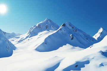 Pristine snow-covered mountain slopes under a clear blue sky