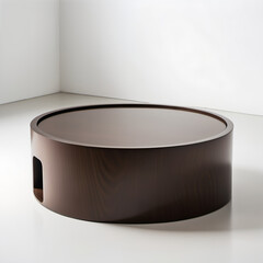 Minimalist Hollow Cylinder Coffee Table – A cylindrical coffee table with a hollow center, creating a space for small items, placed on a white backdrop.