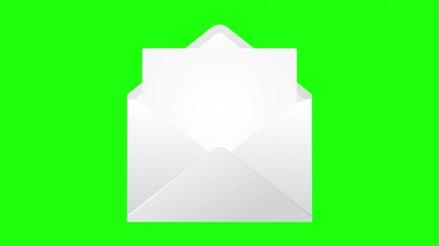 Animation of the opening envelope with white paper. Email message icon animation. Message notification animation. Mail and messaging icon