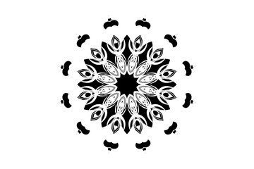 Mandala-like design with balanced patterns and central dot, emphasizing harmony and symmetry
