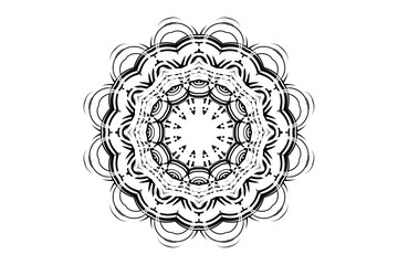 Intricate mandala-like design with star-centered circle and geometric patterns on a light background
