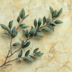 olive branches illustrated on a background in natural colors