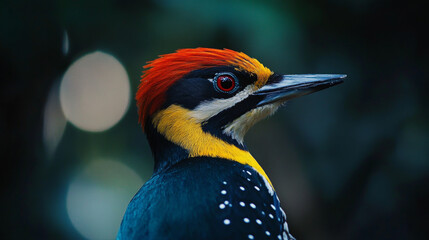 Fototapeta premium The Golden-naped woodpecker is a type of bird in the woodpecker family. It's very similar to the Beautiful woodpecker.