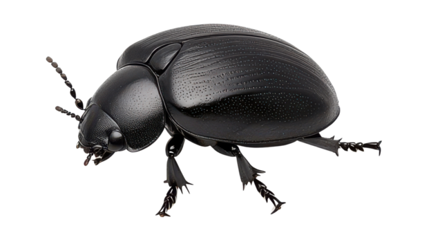 Black beetle on white isolated background