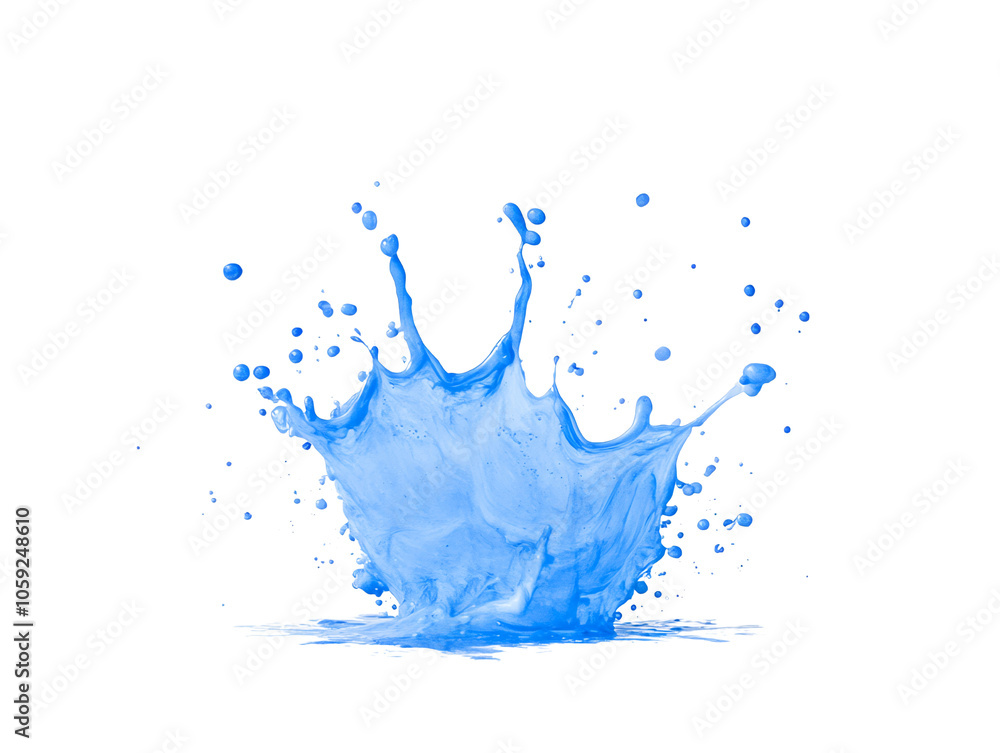 Poster vibrant blue splash of liquid on transparent background dynamic and energetic visual. droplets scatt