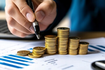 Close-up of investorâ€™s hand signing a bond certificate with interest rates and maturity date, capturing the structured and legally binding nature of bonds, symbolizing formality and precision