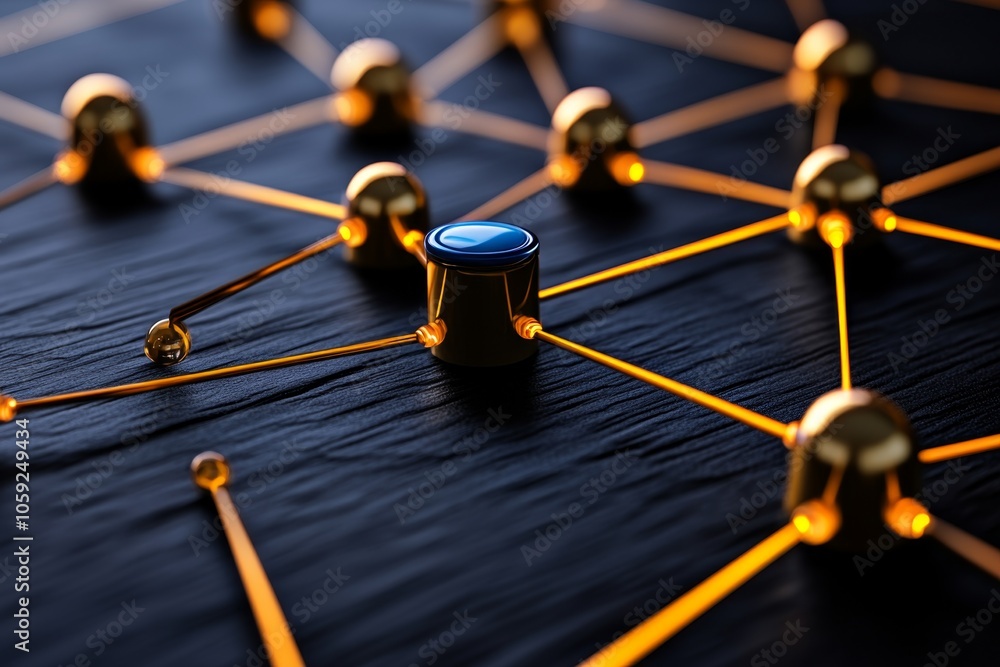Aufkleber Data scientist in a modern office analyzing a network of digital nodes representing data connections, capturing the complexity of mining relationships within data, symbolizing exploration and