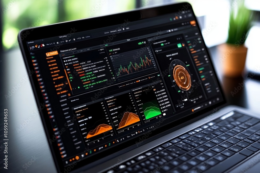 Aufkleber Detailed image of a digital dashboard with layered data entries and clean visuals, capturing the structured clarity of high-quality data warehousing, symbolizing clarity and depth
