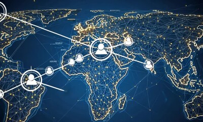 Global Network of Connected Cities with Illuminated Lines