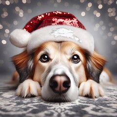 dog in christmas hat