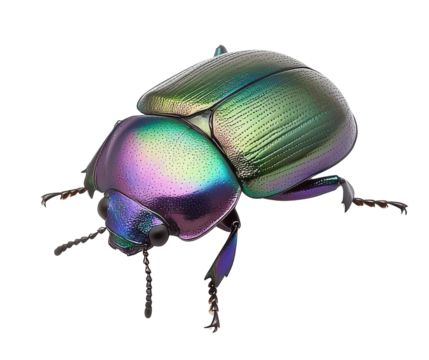 Colorful, vibrant beetle on isolated background.