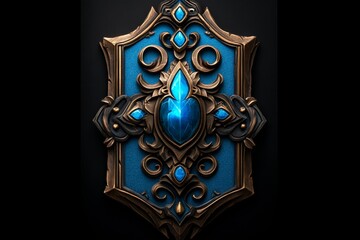 Fantasy-inspired badge with glowing text and ornate borders, capturing the mystical, prestigious feel of magical badges, symbolizing mystery and achievement