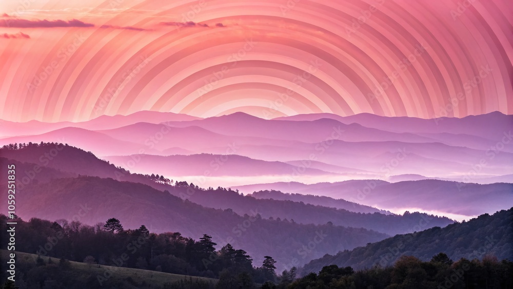Poster beautiful abstract design with circular gradient layers in warm pinks and purples for calming effect