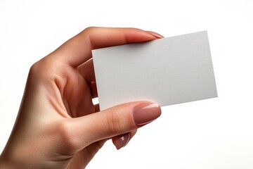 Obraz premium Blank Business Card Mockup: Hand Holding White Card