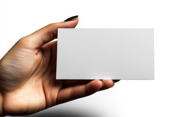 Obraz premium Blank Business Card Mockup - Hand Holding White Card
