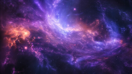  Blue, purple, and black galaxies with swirling clouds and distant planets on space. Generative AI