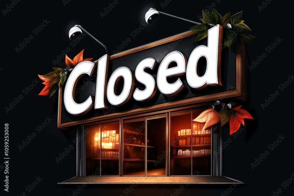 Poster minimalist line art of an empty storefront with a 