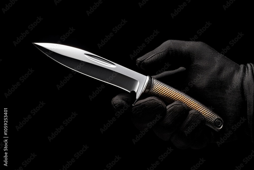 Aufkleber outline of a dagger and a gloved hand, symbolizing the sleek and precise tools of an assassinâ€™s tr