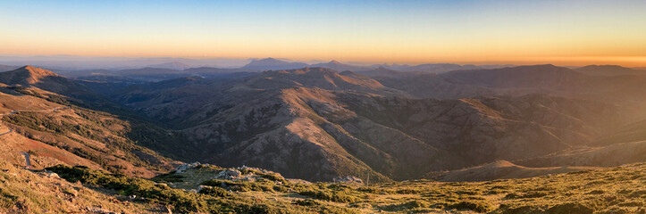 beautiful scenic view on summit mountain in Sardinia at sunset with  to punto la Marmora.beautiful scenic view on summit mountain in Sardinia at sunset in the Gennargentu massif in Barbagia country