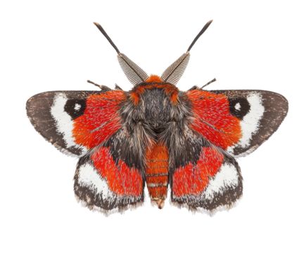 Colorful moth against white background
