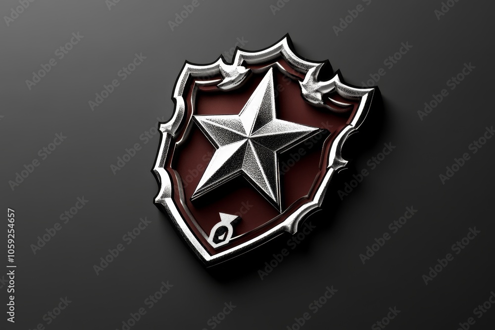 Poster Simple badge icon with a star and clean lines, capturing the straightforward recognition and identity aspect of badges, symbolizing achievement and unity