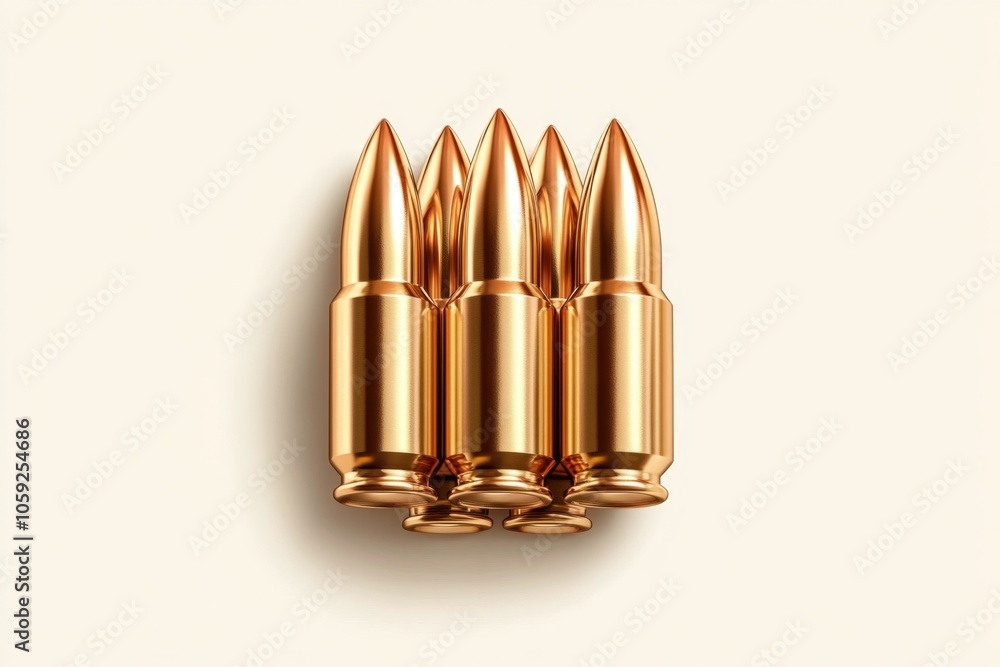 Poster Simple drawing of a row of bullet casings, capturing the organized, uniform look in minimalist style, symbolizing order and focus