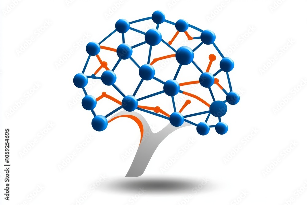 Leinwandbilder Simple icon of a computer displaying interconnected nodes, capturing the process of identifying relationships in data mining, symbolizing focus and connectivity