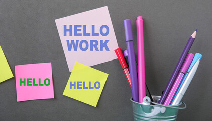 Hello, work. greeting on the sticker , the beginning of the working day