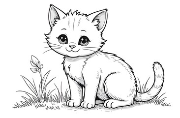 Obraz premium A black-outlined cat that can be decorated.