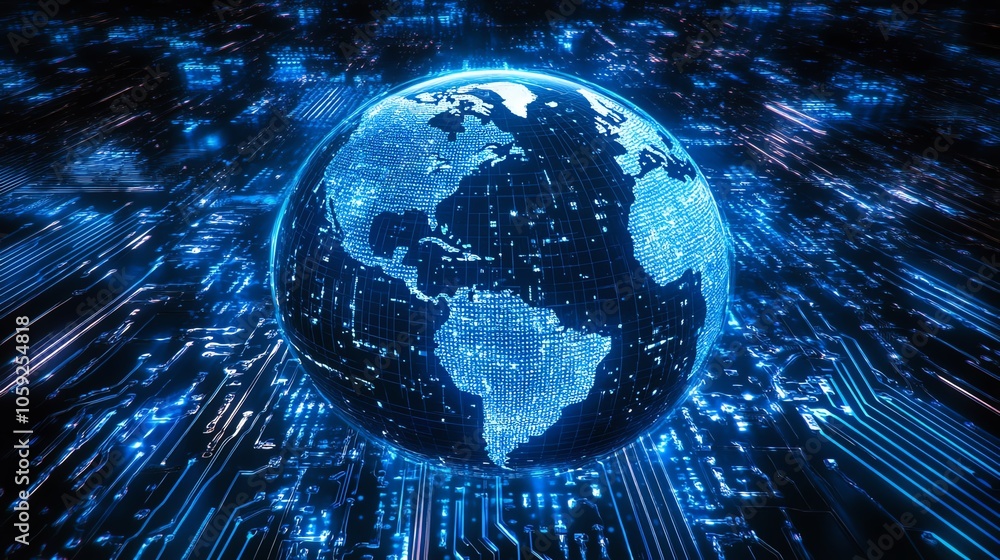 Aufkleber Technology internet development concepts enable businesses to reach a global audience.