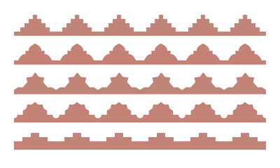 Oriental arabian wall, roof top shape. Simple border with moroccan pattern. Vector elements for eid mubarac card, background
