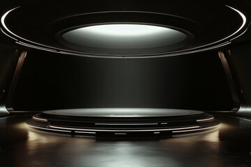 Futuristic Architecture: Circular Platform with Glowing Lights