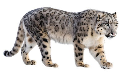 Fototapeta premium snow leopard png, snow leopard walking, snow leopard isolated on white transparent background