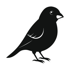Black Color Finch Vector Silhouette With White Background