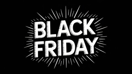 Black Friday white outlined text on dark background