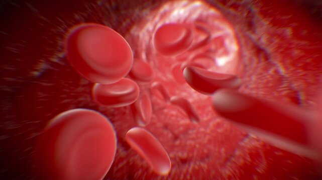 Blood Cells Flowing Inside Realistic Blood Vessel Seamless Close-up. Vein Micro Illustration. Beautiful Flight Through Human Artery Looped 3d Animation. Futuristic Medical Technology Concept 4k.