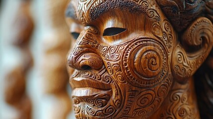 Obraz premium Closeup of a Maori Carving