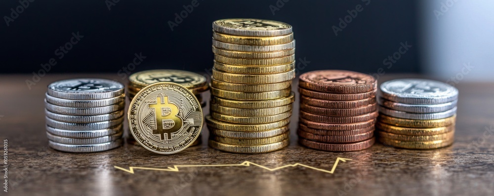 Poster stacked coins and badger icon with arrows