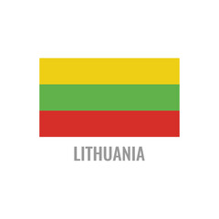 Lithuania flag icon. The country sign. Rectangle shape. Isolated on a white background. Vector image.