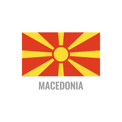 Macedonia flag icon. The country sign. Rectangle shape. Isolated on a white background. Vector image.