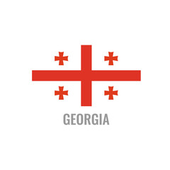 Fototapeta premium Georgia flag icon. The country sign. Rectangle shape. Isolated on a white background. Vector image.