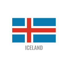Obraz premium Iceland flag icon. The country sign. Rectangle shape. Isolated on a white background. Vector image.