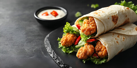 Delicious Chicken Wraps on Rustic Table