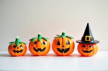 Halloween holiday toy pumpkins, toy caps, toy graves, toy candles,