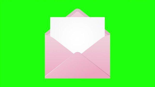 Animation of the opening envelope with white paper. Email message icon animation. Message notification animation. Mail and messaging icon